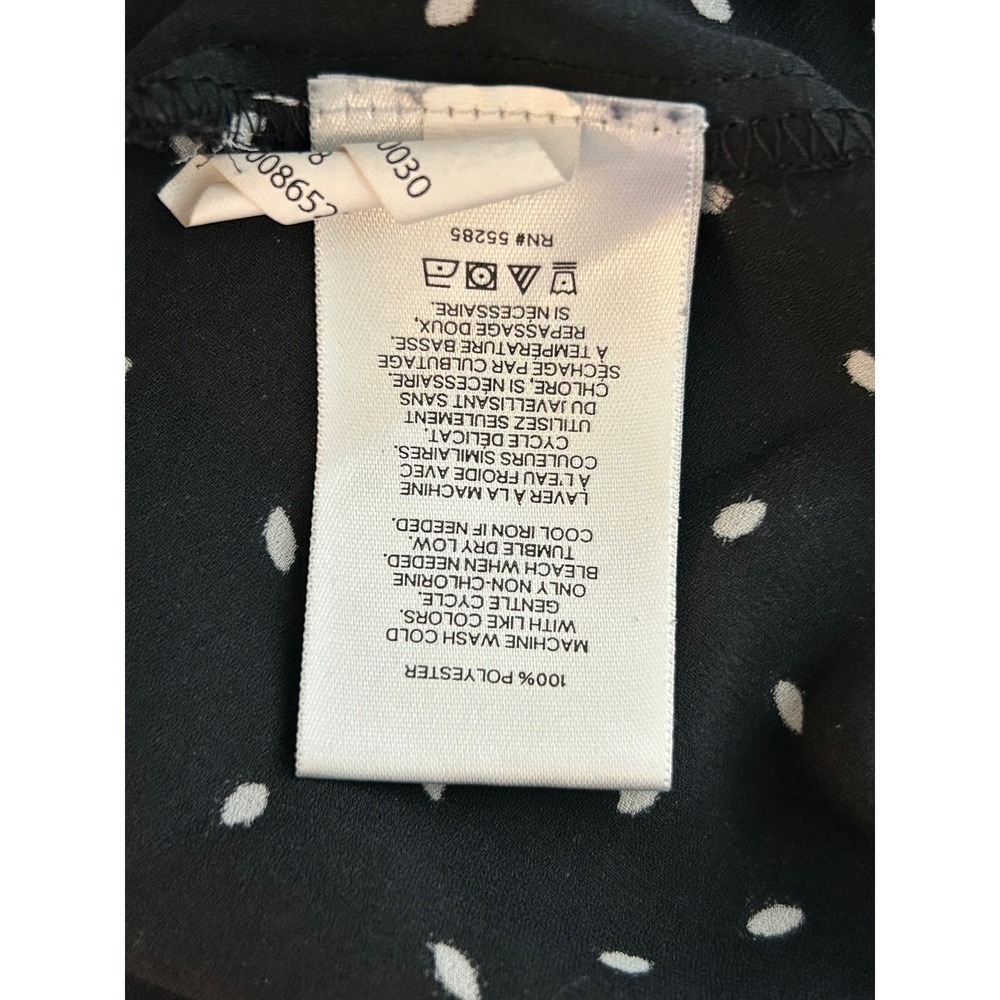 Express Black White Polka Dot V-Neck Button Front High Low Blouse Medium (0469) - Picture 6 of 13